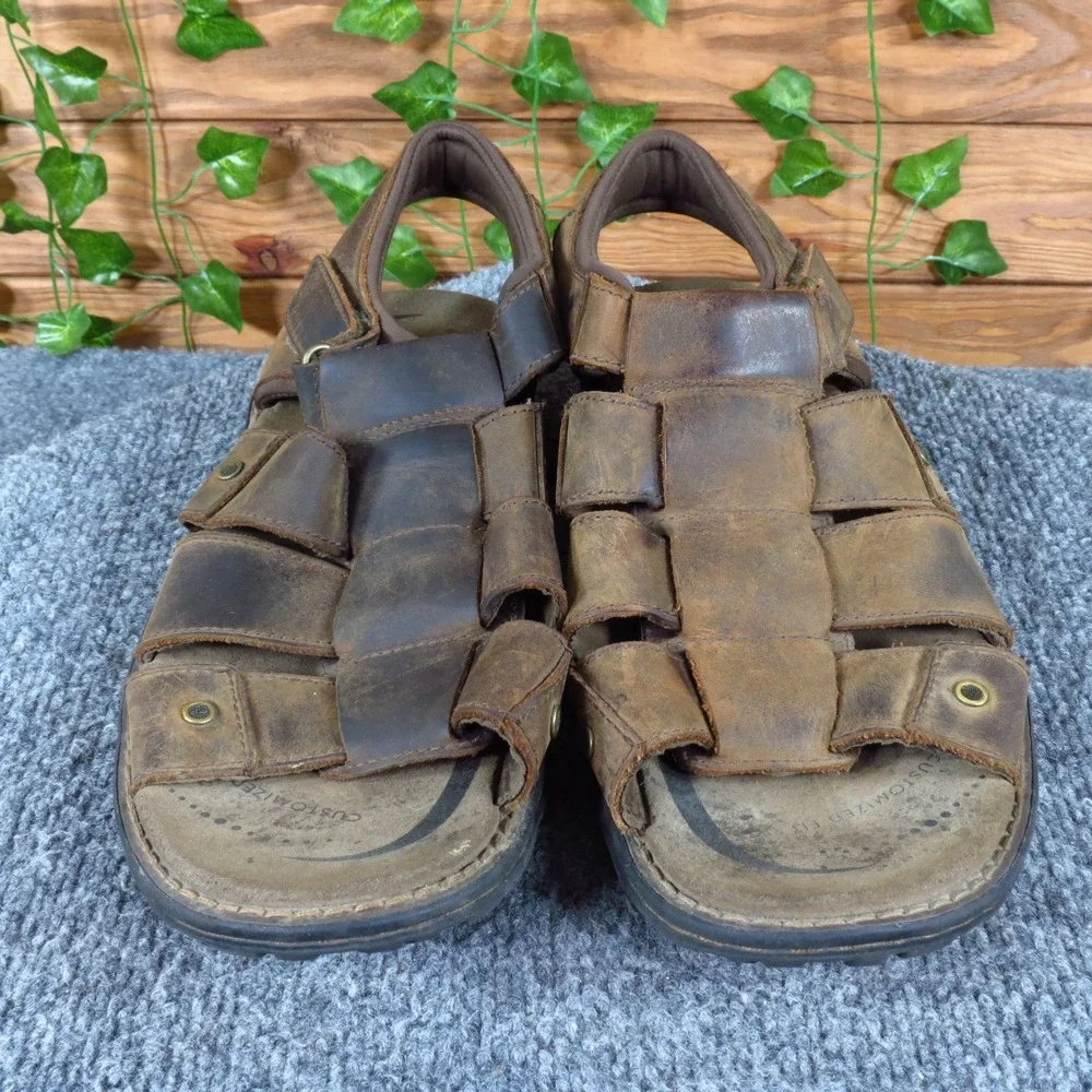 ABEO‎ Brody Men Fisherman Sandal Size 10 Casual Comfort Brown Leather Strappy